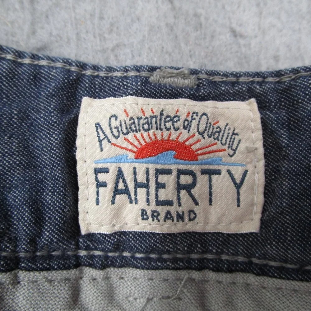 Faherty Shorts Men 35 Gray Linen Blend Flat Front Lightweight Casual Resort Golf